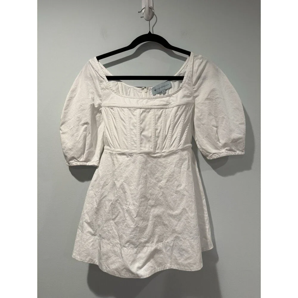 Tuckernuck Nealy Puff Sleeve Corset Top Small Boning Preppy Cottage Regency